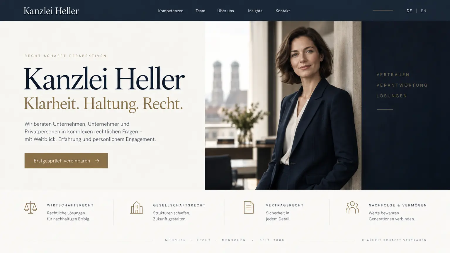 Premium Webdesign-Konzept für eine Münchner Kanzlei