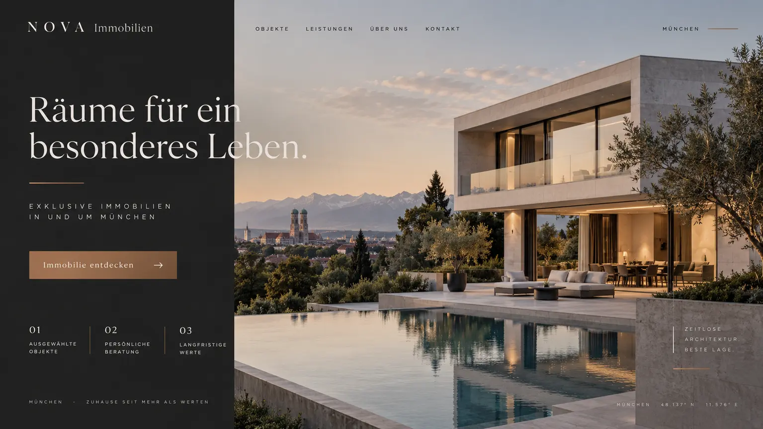 Elegantes Webdesign-Konzept für exklusive Immobilien