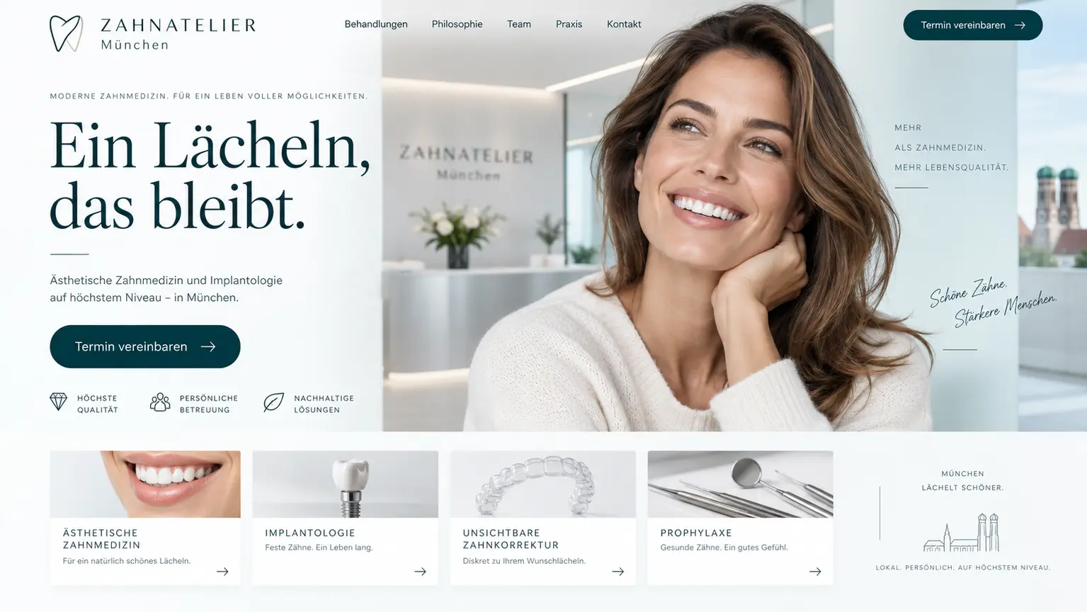 Hochwertiges Webdesign-Konzept für eine moderne Zahnarztpraxis