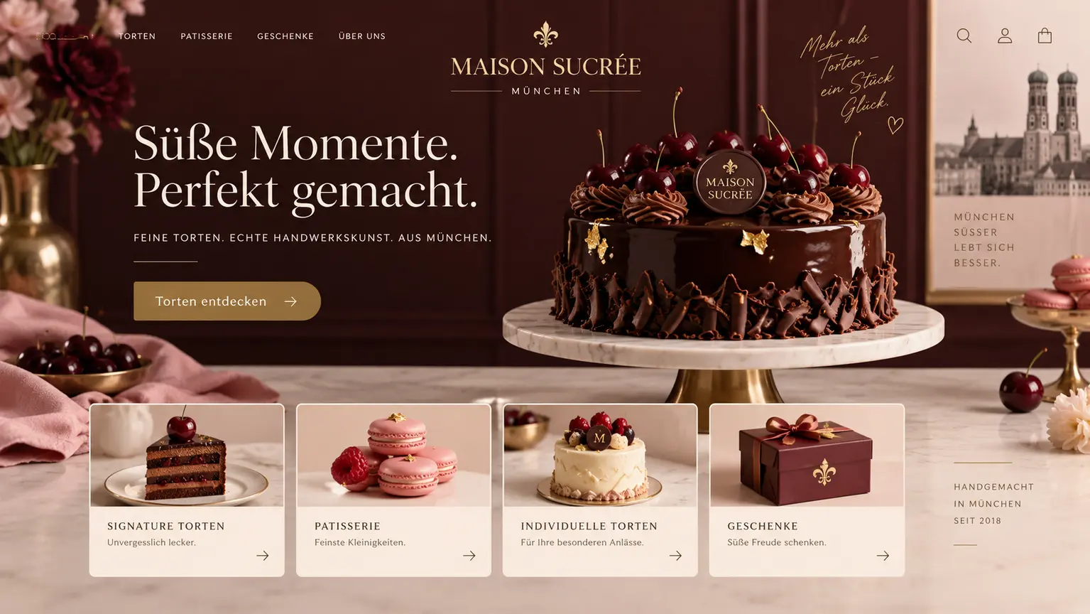 Elegantes Onlineshop-Konzept für eine Premium-Patisserie