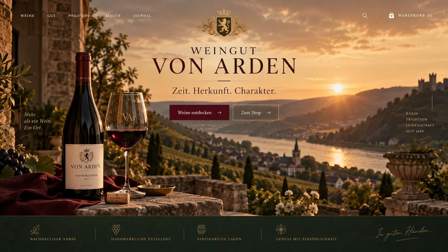 Edles Onlineshop-Konzept für ein traditionsreiches Weingut