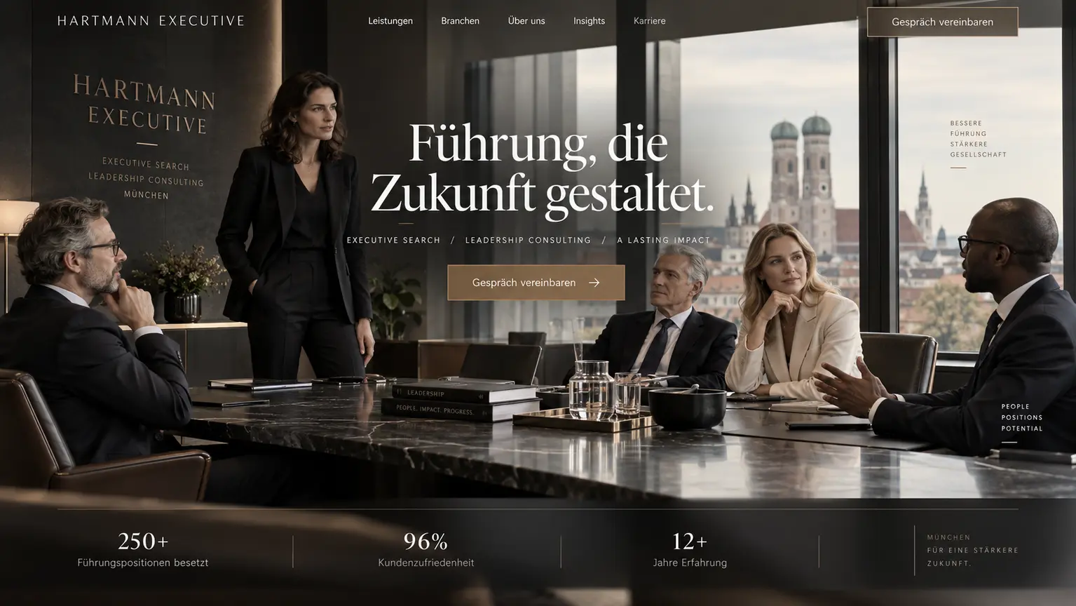 Seriöses Webdesign-Konzept für Executive Search und Recruiting