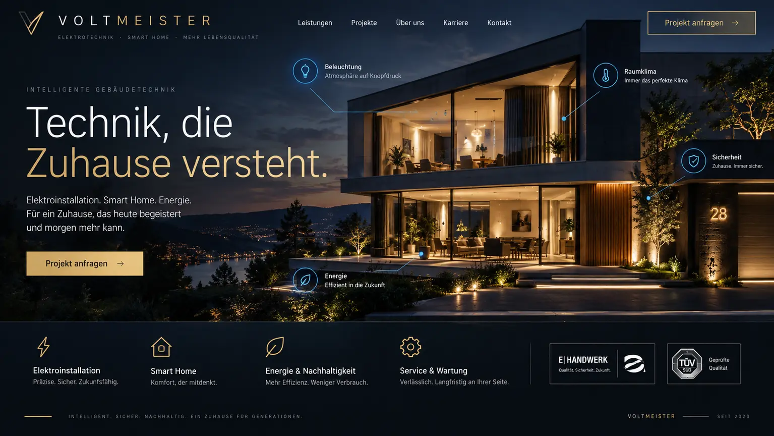 Innovatives Webdesign-Konzept für Smart Home und Elektrotechnik