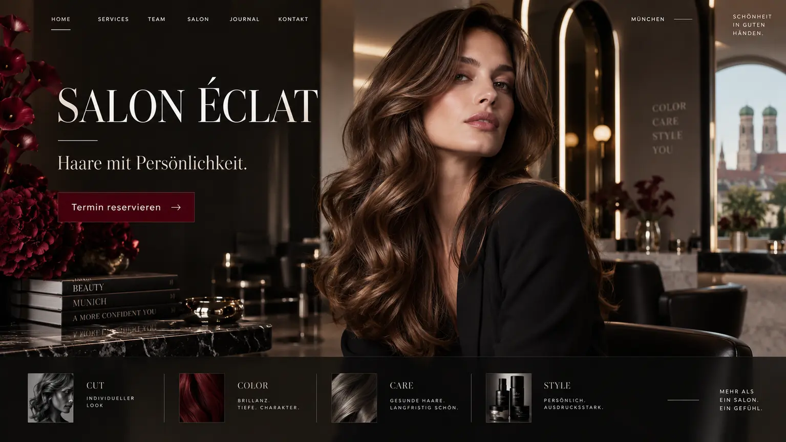 Elegantes Webdesign-Konzept für einen modernen Friseursalon
